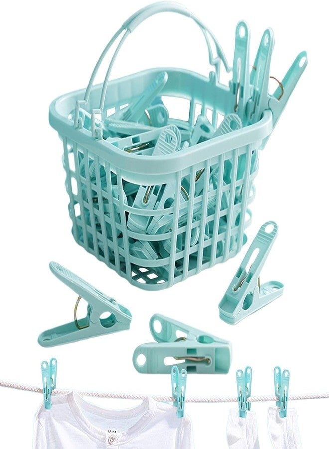 SHREESHANN Clip Storage Basket | Cloth Drying 30 Clips Set with Convenient Hanging Storage Basket | Laundry Organizer with Handle | for Home/Kitchen/Wardrobe/Bathroom - Image 1